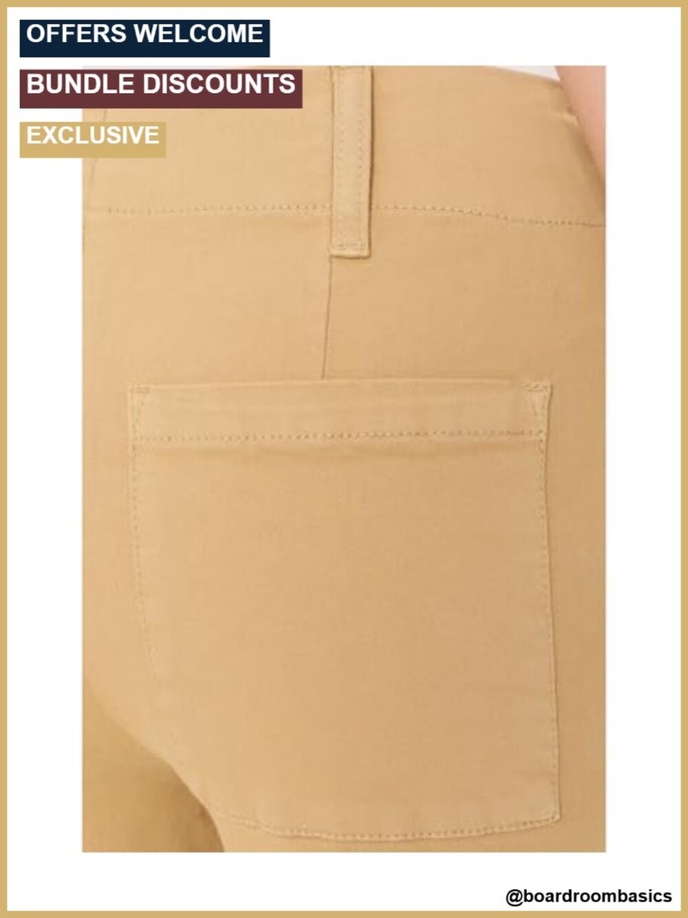 High-Rise Straight Leg Roll Up Chino Pants Cotton Blend - Picture 4 of 4